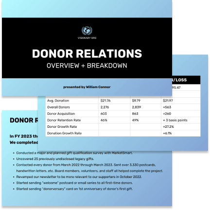 Donor relations Donor relations template