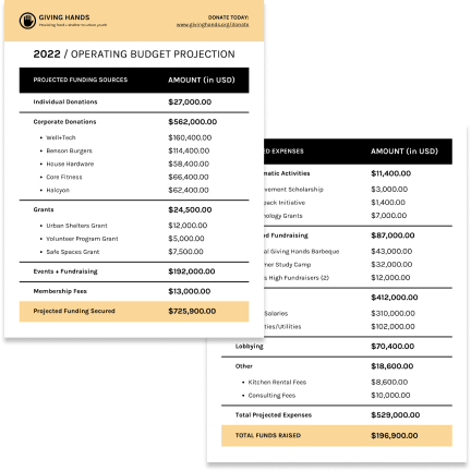 Operation budget Operation budget template