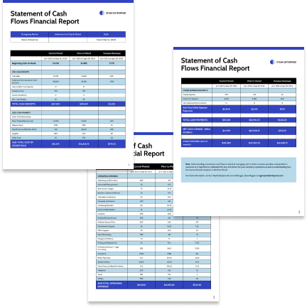 Statement cash Statement cash template